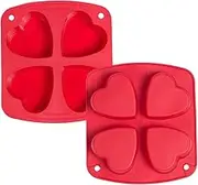 Webake 2 Pack Silicone Cake Moulds Muffin Tray Baking Tin Non-Stick 4 Cavity Heart Shaped Bakeware Set