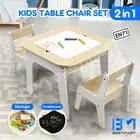 Wooden Storage Table and Chairs Set Kids Children Activity Sturdy Game Play Desk