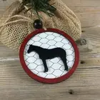 Horse Rustic Farm Christmas Ornament with Laser-Cut Chicken Wire Pattern