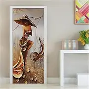 Door Stickers Removable Door Stickers European 3D Relief Figure Waterproof Living Room Bedroom Door Wallpaper Decals Poster(77x200cm)