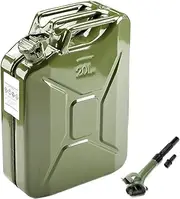20L 5 Gallon Metal Gas Can Green with Fuel Can and Spout System, US Standard Cold-Rolled Plate Petrol Can, Gasoline Bucket for Motorcycle Dirt Bike UTV SUV ATV (37cm x 16.5cm x 46cm)