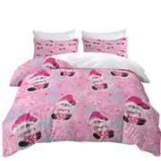 Christmas Winter Pink Snowman Pattern Quilt Cover