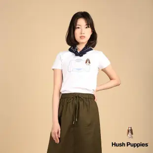【Hush Puppies】女裝 T恤 質感品牌印花刺繡狗T恤(白色 / 43211109)