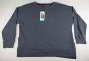 Buffalo David Bitton Sweatshirt Womens XL Gray Relaxed Fit Hi Low Side Slits NWT