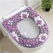 ABAGFKFNV Warm Flannel Zipper Soft Toilet Seat Cover Pad Top Cover Flower Pattern Seat Cover Universal Toilet Cushion Bathroom Accessories Toilet seat(Purple)