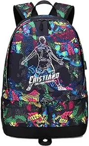 Soccer Player Star Luminous Multifunction Backpack Cristiano Ronaldo Luminous Ball Storage Backpack Sports Equipment Depositary Multifunctional Student Bookbag for Men Women,5