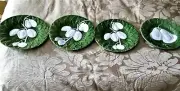 Majolica Bordallo Pinheiro Green Cabbage leaf Vintage set dishes 8" and a teapot
