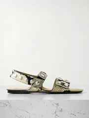 [KHAITE] KHAITE - Boden Studded Snake-effect Leather Sandals - Snake print - IT36 IT 36 Animal print