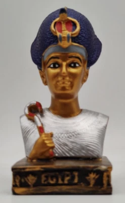 Egyptian Antique King Tut Tutankhamun Multi color Pharaoh Head