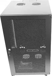 18U Server Cabinet Wall Mount Rack Enclosure With Caster Wheels, 2 Server Fans, Locking Glass Door, Removable Side Panels, 23" Installation Depth, 19" Equipment (37Inch)