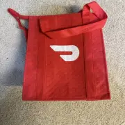 Doordash Food Bag Delivery Takeout Red Tote Zip Up Top Insulated Excellent