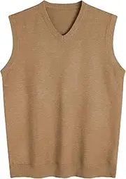 [XolngYYeng] Men's Casual Sweater Vest V-Neck Slim Fit Sleeveless Sweater Knitted Pullover Vest