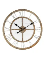 [Willow & Silk] Roman Numerals Wall Clock in Distressed White/Natural