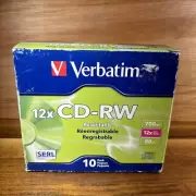Verbatim 12x Cd-rw Media - 700mb - 10 Pack Slim Case - NEW-