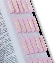 Leather Bible Tabs, Prefdo Bible Index Tabs for Study Bible, Bible Tabs for Women and Men, 66 Book Tabs for Old and New Testament & 6 Blank, Christian Gift (Pink)