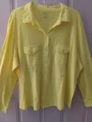 NWT NORTH CREST PLUS 2X Blouse Soft Long Sleeve W/Tabs Button Up Ribbed Sides