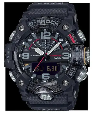 【金台鐘錶】CASIO卡西歐G-SHOCK 四重感應器 全方位防塵泥 碳纖維核心防護構造 強悍黑 GG-B100-1A