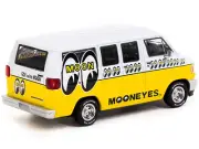Dodge Van White and Yellow with Graphics "Mooneyes" "Global64" Series 1/64 Di...