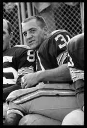 Green Bay Packers Jim Taylor on the bench at the Chicago Bears vs - Old Photo 1