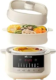 Bear Multi-Functional Electric Stew Pot, 4.1L Micro-Pressure Cooker with 24H Appointment & 8H Keep Warm, Ideal for Soup/Stew/Porridge (Chinese Panel)