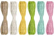 6 Bundles x 10 Meters Multicolor Jute Twine String - Decorative Ribbon Colored Cord Natural Burlap Rope for Gardening, Handmade DIY Arts and Crafts, Gift Wrapping, Party (Susan)