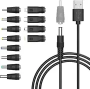 BOLUX-JS Universal DC 5V Power Cable, USB to DC 5.5x2.1mm Plug Power Cord with 12 Connectors Adapters for Router, led Strip Lights, Smart Phone, Speaker and More