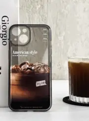 Creative IG style Iced Coffee Black-Clear iPhone Case for 14 Pro Plus ProMax