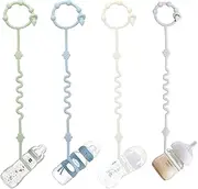 RTMOK (4Pcs) Sippy Cup Strap Keep Bottles and Sippy Cups Off The Floor, Sippy Cup Holder Strap Suitable for High Chairs, Strollers and Water Bottles- Dishwasher Safe