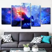 Unicorn Space & Stars Fantasy Framed 5 Piece Canvas Wall Art