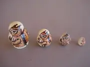 New 4 Piece 1.5" Chipmunks Russian Wooden Nesting Dolls #12Z