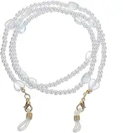 [sourcing map] Beads Eyeglass Chain, Pearl Glasses Strap Eyewear Retainer Chain Around Neck Sunglass Holder for Girls Women, AB Color, Ab Color, 65 cm
