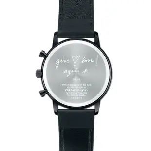 【agnes b.】Solar三眼錶太陽能計時黑皮帶錶(BZ5010X1)