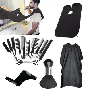Hair beard cutting tools for men comb scissors apron brush