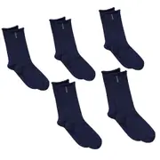Holeproof Explorer 5 Pair Original Mens Crew Above Ankle Thick Work Winter Wool Navy Socks