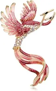 domoi Enamel Phoenix Bird Brooches for Women Men Beauty Bird Office Brooch Pin Gifts C