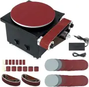 Mini Disc Sander 6-Inch, 1.2X15In Belt Bench Grinder, Dual Motor Adjustable Spee