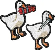 XMJY 2 Pcs Funny Tactical Duck Patches, Duck with Knife and Explosive Hook and Loop Patch, Embroidered Meme Patch for Backpacks, Dog Vests, Hats, Jackets, Jeans