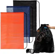 RAINFLOW 3PCS Mesh Bag - Drawstring Dive Bag Snorkel Dive Backpack for Swimming Gear, Diving, Beach Toy Ball Camping Clothing, Mesh Sports Bag Drawstring Storage Bag, Sturdy and Durable