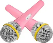 POPETPOP 2Pcs Pretend Microphone Durable Fake Microphones for Stage Performances Parties Lightweight Easy to Hold Fun Party Props for Boys