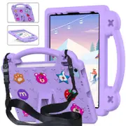 Catzon Strawberry iPad Case Shockproof with Handle Shoulder Strap for iPad 10th 2022-LightPurple