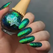 I Scream Nails Express Lane - Yellow Green Blue Multichrome Flakies Nail Polish