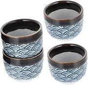 SOLUSTRE 4Pcs Ceramic Sake Cups Traditional Japanese Sake Mugs Dishwasher Safe Capacity for Home Bar Use for Serving Warm Sake