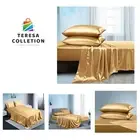 Satin King Sheets Set 4 Piece - Soft Silky Satin Sheets Set, Camel Gold Satin...