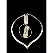 Vintage Napier Silver Tone Necklace & Bracelet Set Herringbone Chain Design