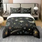 Black Starry Sky Comforter Cover for Adult Teens Outer Space Cloud