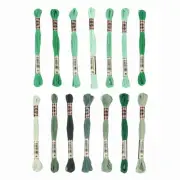 14 Skeins Embroidery Floss, Polyester Threads Multicolored Emerald Green