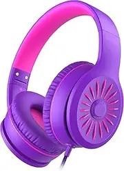 Elecder i45 On-Ear Headphones with Microphone - Foldable Stereo Bass Headphones with No-Tangle 1.5M Cord, 3.5MM Jack, Portable Wired Headphones for Smartphone Computer MP3/4 Tablet Travel - Purple