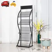 4 Tiers Magazine Newspaper Mesh Rack Free-Standing File Storage Shelf Holder AU