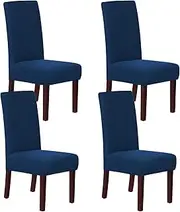 Smarcute Dining Chair Covers Stretch Removable Washable Chair Covers Chair Protector Home Decor Spandex Jacquard Dining Chair Protector Cover for Dining Room Set of 4, Navy