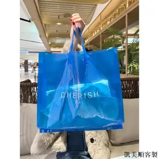 凱美順客製 手提袋 加厚透明極簡黑色塑膠手提袋 包裝服裝店購物打包袋子 批發訂製 膠袋